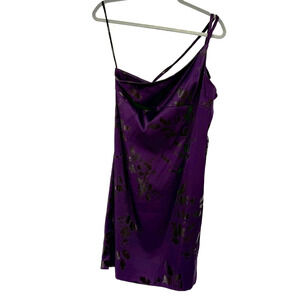 Y2K Rampage Cocktail Sheath Dress Womens 11 Purple Floral One Shoulder GK793F